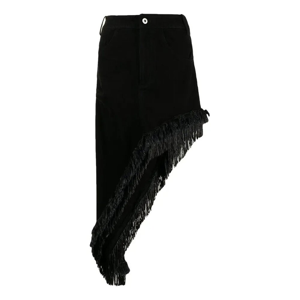 RARE Angel Chen — fringe-detail asymmetric skirt